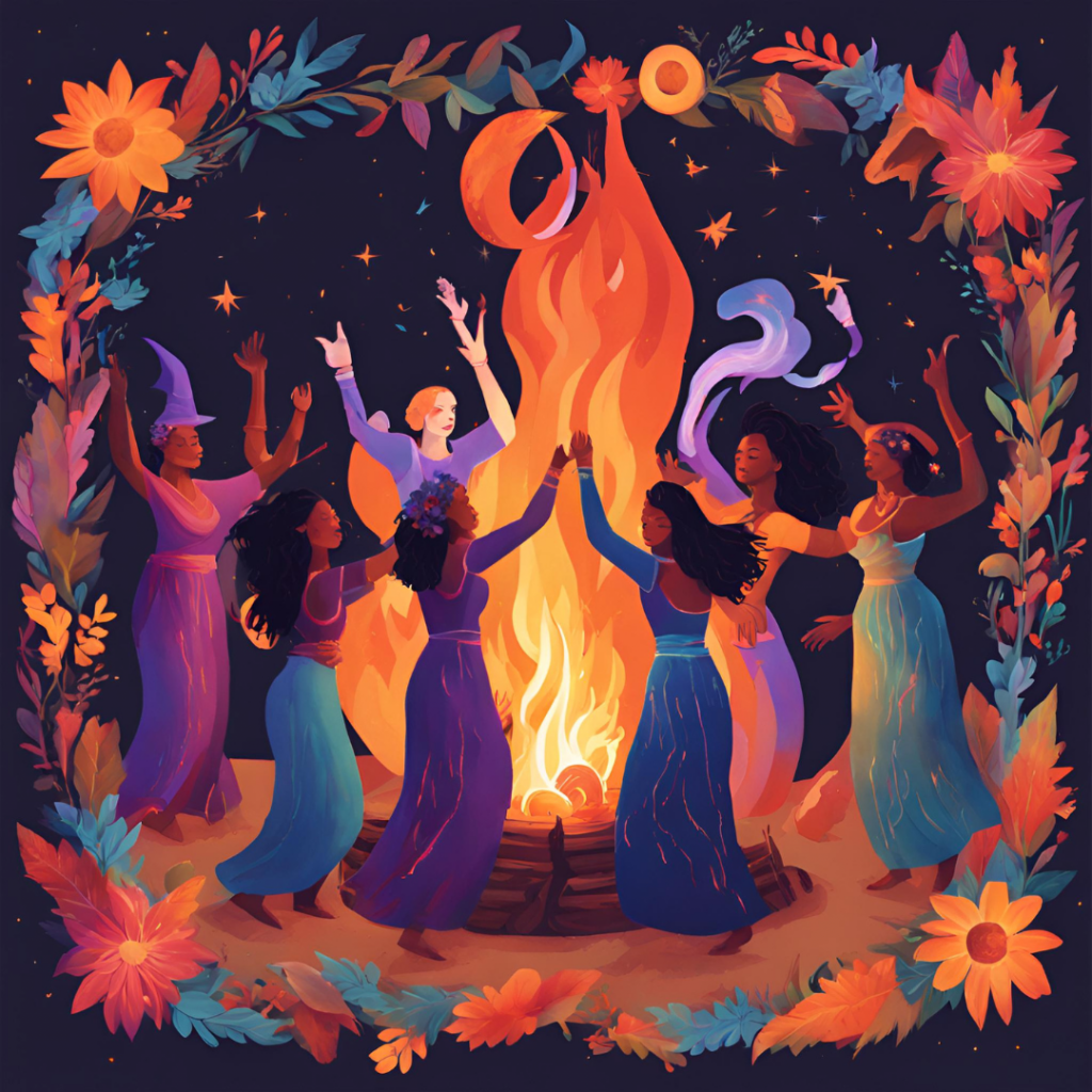 Witches at Litha Dancing