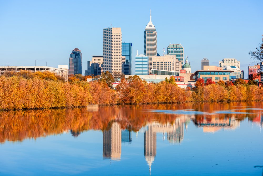 Indianapolis,,Indiana,,Usa,Skyline,On,The,White,River,In,The