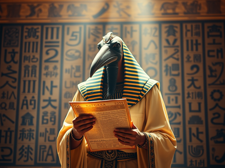 God Thoth reading a scroll